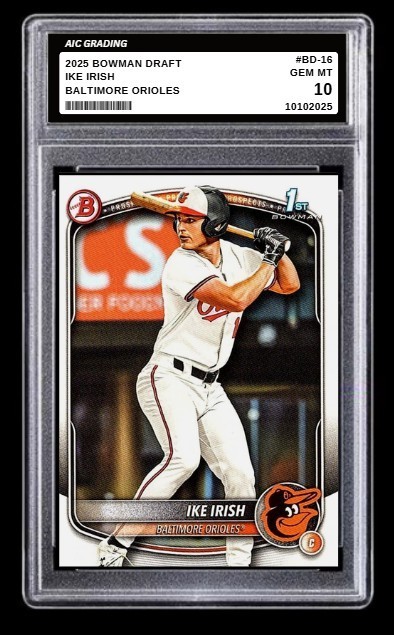 2025 Ike Irish 1st Bowman Draft Rookie Card #BD-16 Orioles Graded 10