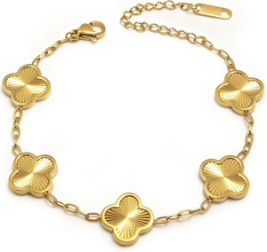 Authentic Four Leaf Clover Bracelet 18K Gold Plated Bracelets for Women Lucky Flower Desig