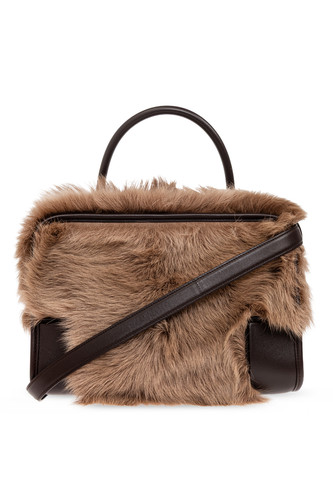 LOEWE Medium Amazona 180 Shearling Brown/Dark Chestnut Top Handle Bag New & Auth