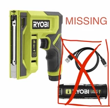 RYOBI USB Lithium Cordless Craft 4-in-1 Stapler/Nailer MISSING BATTERY & CHARGER