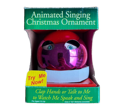 Vintage 1986 Animated Singing Christmas Ornament -Clap or Talk to Activate WORKS