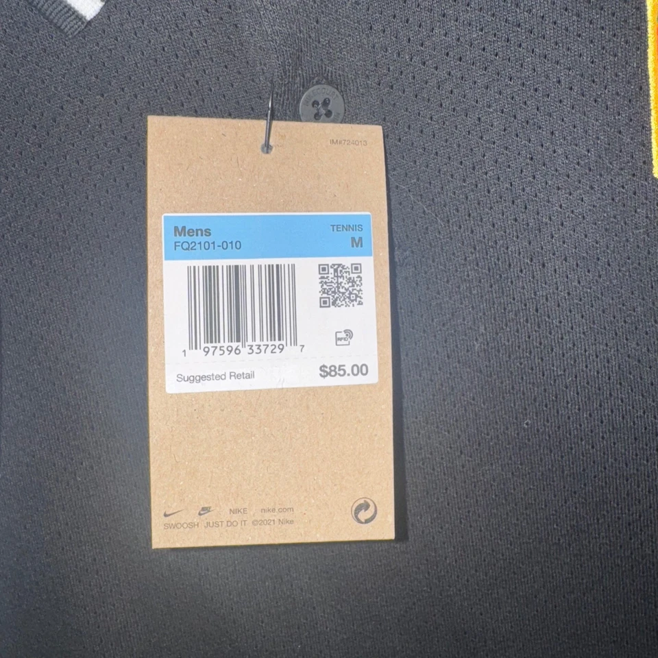 耐克男式网球挑战球场性能 Polo 衫黑色中号全新 — 第 4/4 张图片