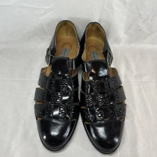 Stacy Adams Shoes Mens Size 9.5 Black Woven Fisherman Buckle Dress Sandel