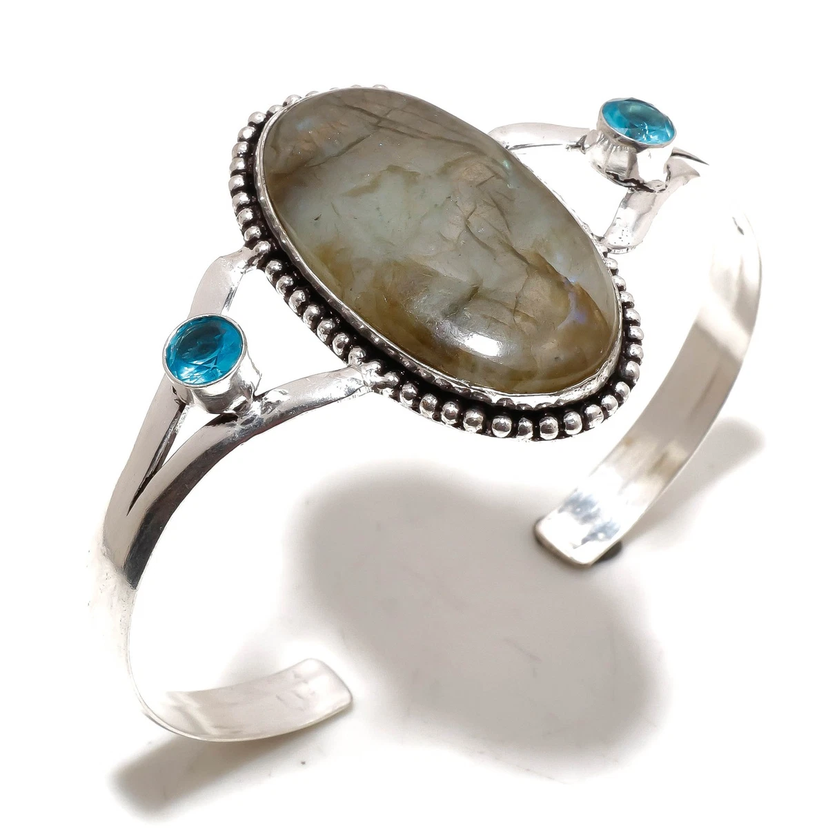 Bracelet manchette en argent sterlng 925 perre préceuse topaze