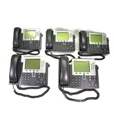  Lot of 5 Cisco CP-7961G Unified IP Phone 7961G VoIP w/ Handset, and Stand
