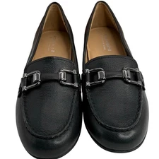 NEW Easy Spirit Megan Slip on Round Toe Loafers Size 7.5 Black Leather Flats 