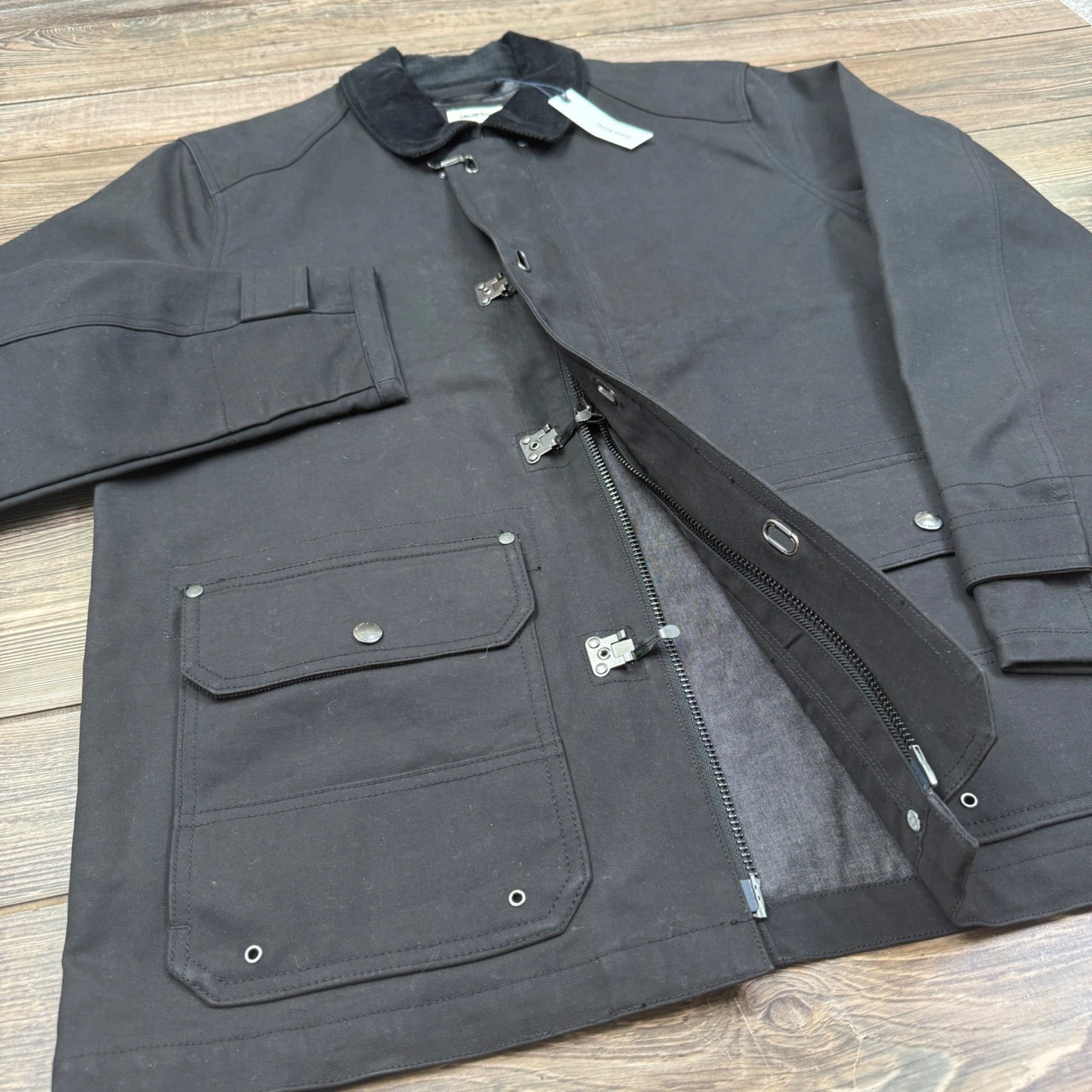 Taylor Stitch Mens 42 LARGE Cinder Jacket Coal Dry Wax Cotton Canvas Utility NWT - product detail image 3