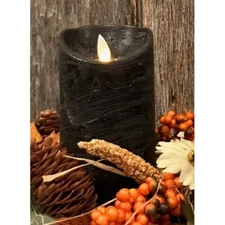 New Halloween BLACK MOVING FLICKER FLAME PILLAR CANDLE LED Battery Timer Light