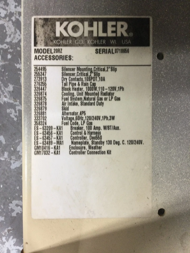 Kohler 20RZ Generator Cabinet - Complete 7 Piece Set Ford LRG-425I-6005-A - Image 3 of 4