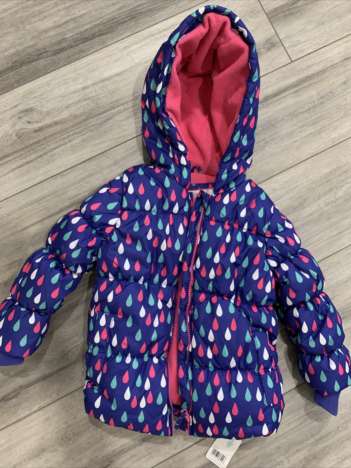 NWT Mothercare Blue Raindrops Down Girl Jacket Size 4-5