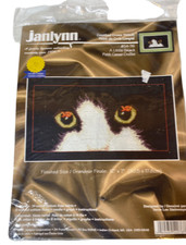 NIP JANLYNN " A Little Snack" Counted Cross Stitch Kit Cat Kitty Eyes New