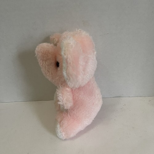 Peluche sonaglio elefante bambino Russ vintage Corea 6" rosa peluche - Foto 7 di 9