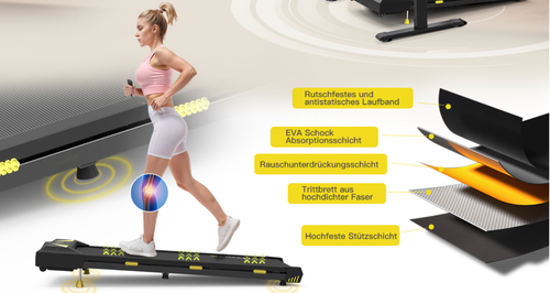 Laufband für Zuhause mit Neigung - Bewegen im Home Office: 1 - 6 km/h, 2.5PS - Bild 9 von 10