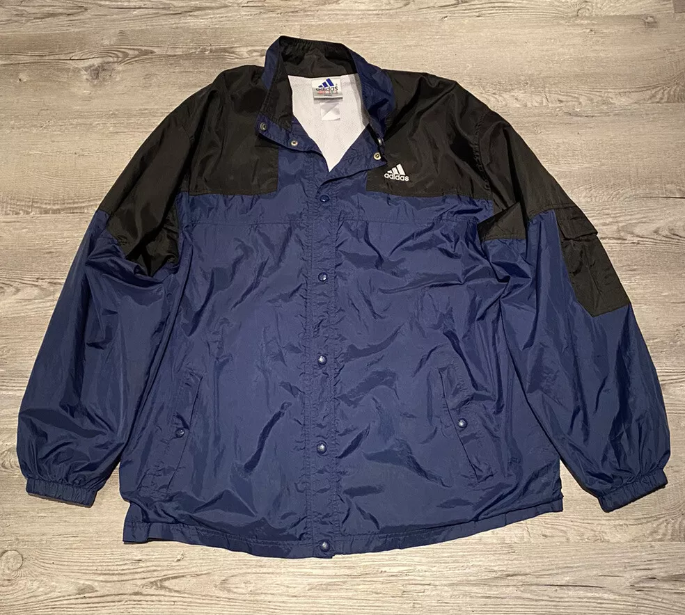 Vintage 90 s Adidas Windbreaker Jacket Snap Button Men s Size XL eBay