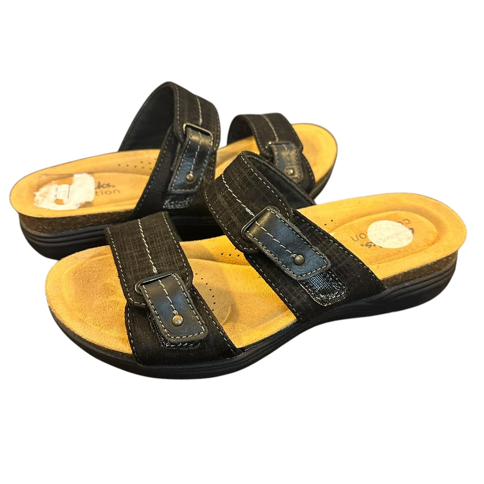 Clarks Collection Sandali Slide Regolabili Aprile Crepuscolo Nero Comfort Estivi 6 5M