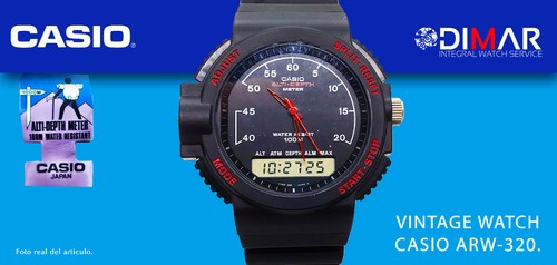 VINTAGE CASIO ALTI-DEPTH ARW-320, QW.376 JAPAN WR.100m NOS AÑO.1989. | eBay