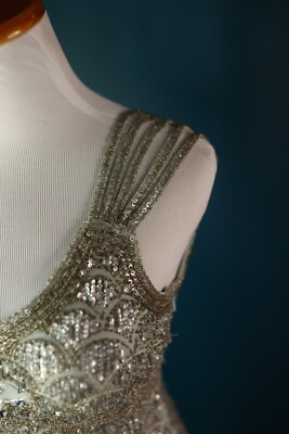 Vintage Sue Wong Nocturne Y2K Silk Beaded Handkerchief Slip Dress