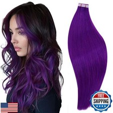 RUNATURE Purple Wavy Human Hair Tape-In Extensions 18 Inch 50g/20pcs Tape Ins