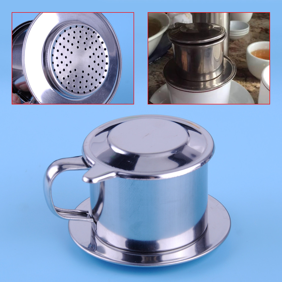 Edelstahl Vietnamesische Kaffeetasse Kaffeefilter Drip Coffee Phin Maker Cup NEU