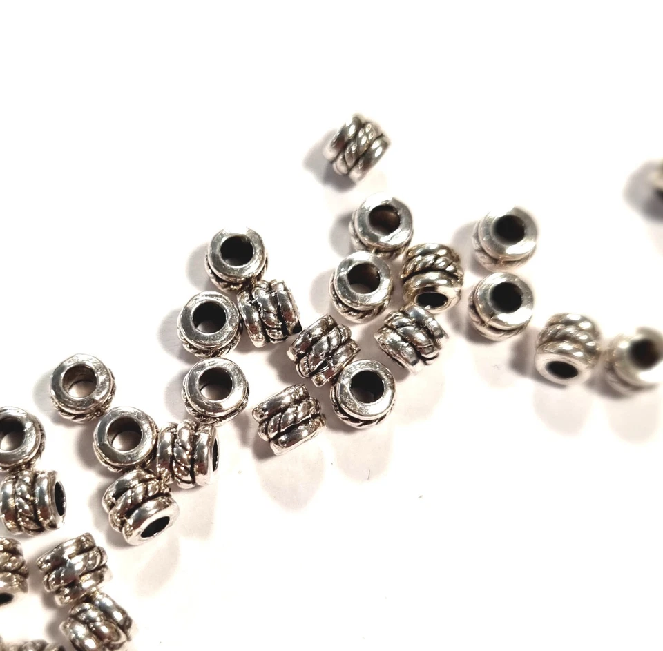 50 Zylinder RÖHRCHEN Tube Spacer 5x4mm Farbe antiksilber Zwischenperlen #S128 - Bild 4 von 4