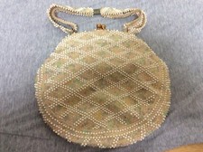 Vintage 1950 s Corde Bead Lumured Beaded Handbag Purse