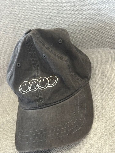 American Eagle Womens Slideback Hat Gray Embroidered Smiley Faces Logo Happy GUC - Picture 3 of 6