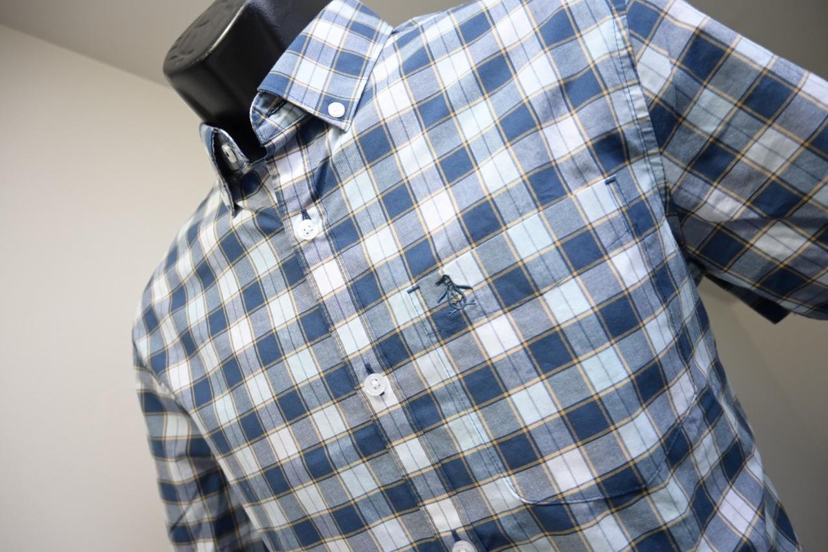 penguin dress shirts Original Penguin Men's Colorblock Button-Down Oxford Shirt in Dark Sapphire Blue/Blue, Size 2XL
