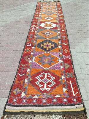 Vintage Oriental Long Carpet Runner Corridor Aisle Handmade Stairs Rugs 35''x158''