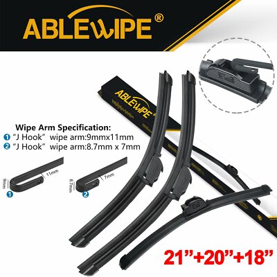 ABLEWIPE Fit For BMW 318ti 1999-1995 Beam Front Rear Wiper Blades J/U (Set of 3)