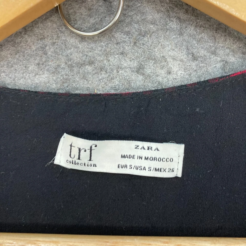 Mono Zara Mujer Talla S Pequeño Manga Corta Cuello en V Cinturón Cuadros Rojo 20731 Foto 4 de 4