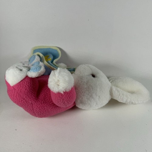 MTY International Plush Bunny Rabbit Pink Pajamas Blue Blanket Slippers 10" - Picture 5 of 8