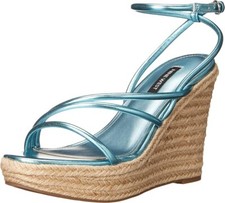 Nine West Hipsta Espadrille Platform Wedge Sandal, Blue, Women Size 9 M  NEW