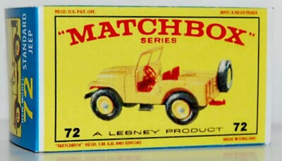  Matchbox Lesney No 72 STANDARD JEEP empty Repro E style Box *