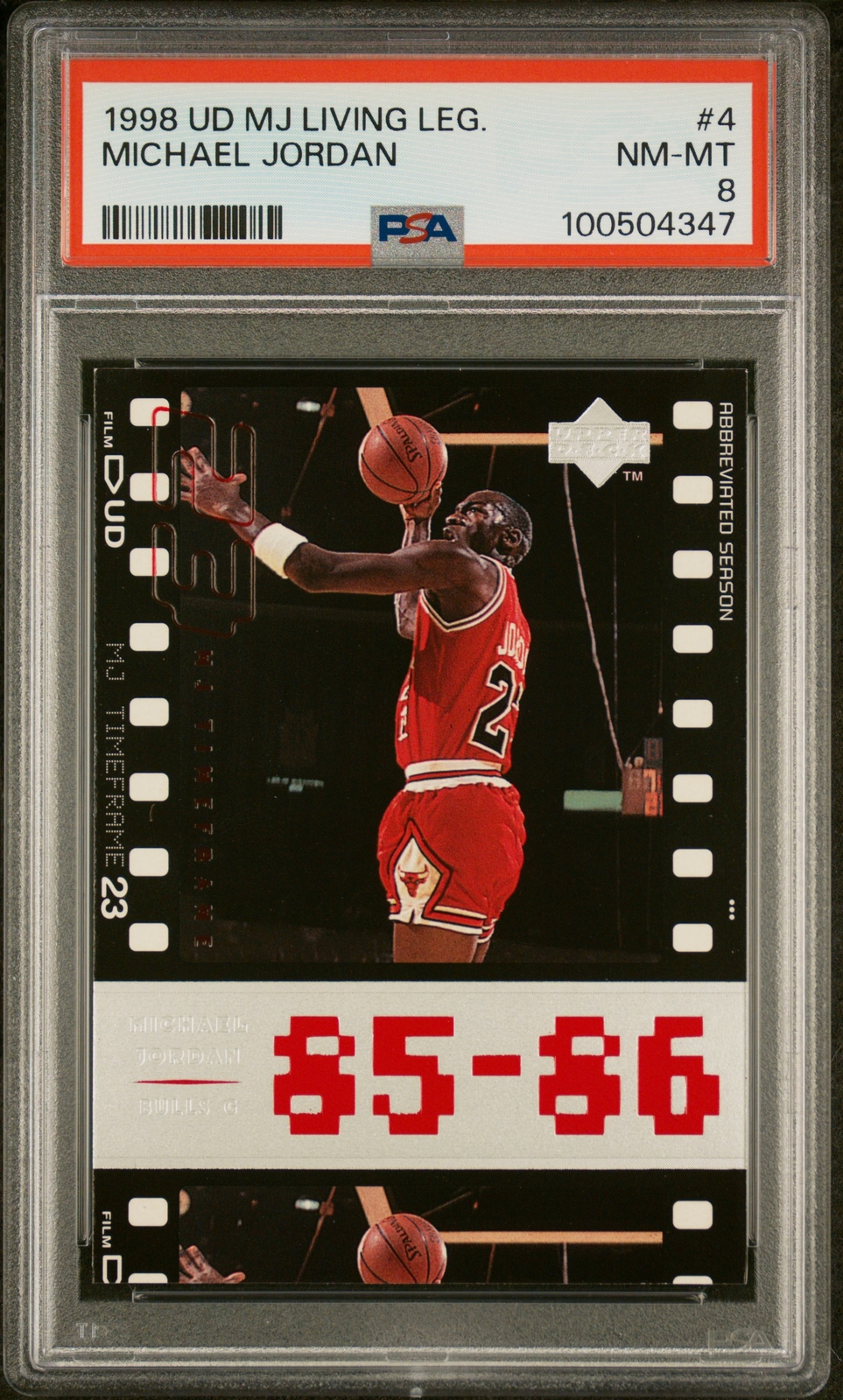 1998 UPPER DECK MJ LIVING LEGEND #4 MICHAEL JORDAN PSA 8