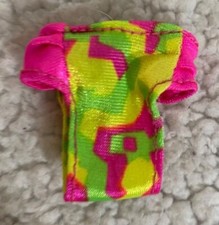 Vintage Barbie Beach Fashions Hawaiian Print Neon High Cut Bikini Bottoms