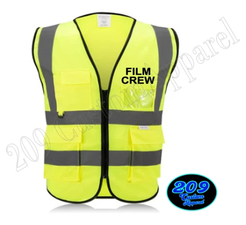 FILM CREW Hi-Visibility Safety Vest  2"Reflective Zipper W/Pockets Radio Holster image 3