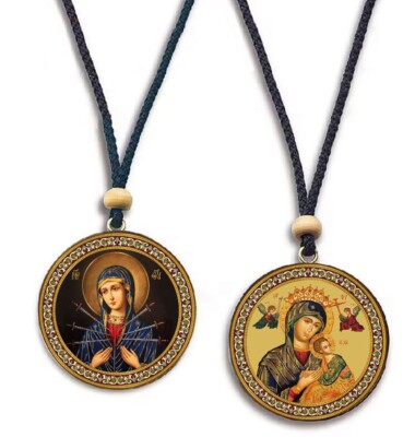 Virgin Mary Softener of Evil Hearts Icon Pendant Ornament Religious Gift 2 Sided
