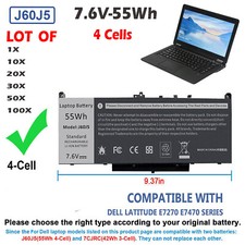   LOT 1-100x J60J5 Battery For Dell Latitude E7270 E7470 R1V85 MC34Y 451-BBSX PC