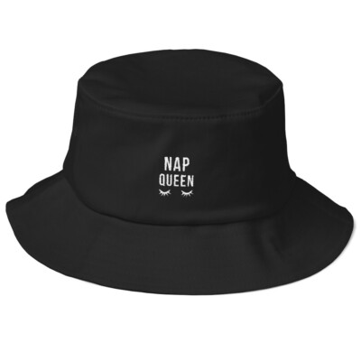 New Embroidered Cap Nap Queen Old School Black Bucket Hat Gift For Ladies Caps