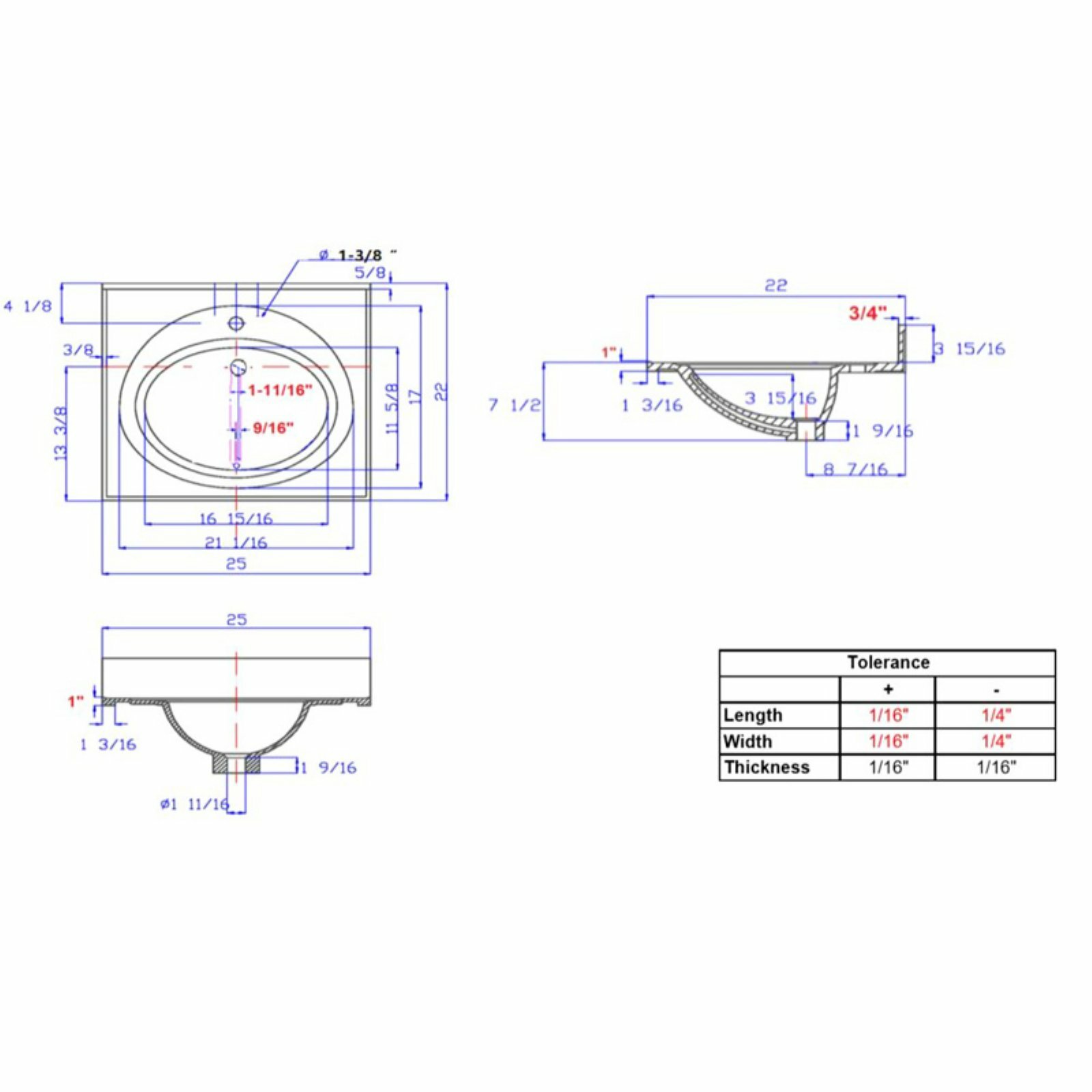 Design House 552174 Cultured Marble Vanity Top 43x22 Solid White Bathroom Vanities