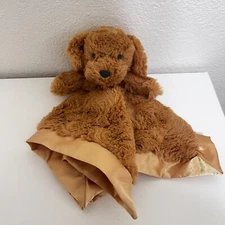 Cloud Island Brown Puppy Dog Security Blanket Lovey Beige Satin Trim Lovie