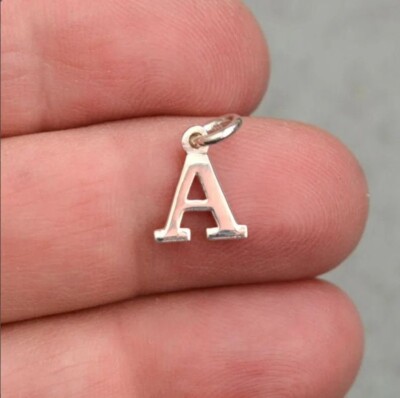 925 Sterling Silver Initial Pendant, Capital Letter Charm, Alphabet Jewelry 12mm
