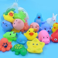 10 Pcs Baby Cute Animals Bath Swimming Water Toy Soft Rubber Float Squeeze Sound