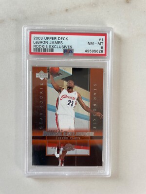 2003-04 Upper Deck Lebron James #1 Rookie Exclusives PSA 8 RC
