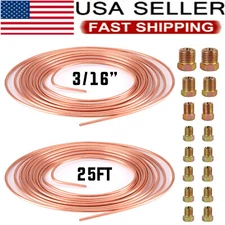 2 x Copper Nickel Brake Line Tubing Kit 3/16 OD 25 FT Coil Roll All Size Fitting