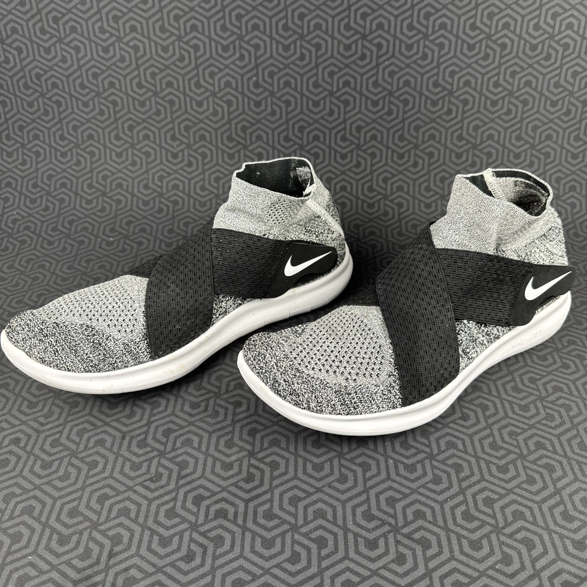 Nike Free Run Motion Flyknit 2017 Black White for Sale