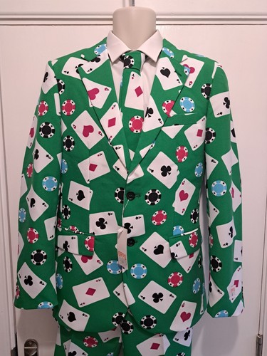 OPPOSUITS HERREN POKER FACE CHIPS ACE KARTEN JACKE 38R TRS 32L & TIE OPPO SUIT - Bild 3 von 22