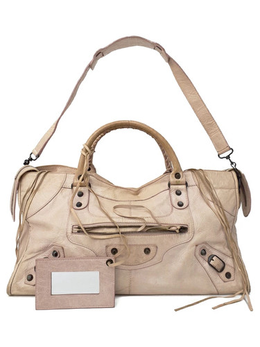 Balenciaga The Part Time 168028 Leather Beige Shoulder Bag Women's #TB895