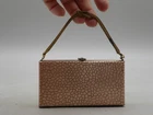 Vintage Ladies Compact Vanity Case Pink Mosaic Effect Mirror Powder Rouge Comb