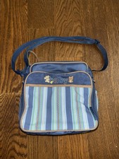 Vintage Carter  s Diaper Bag Baby Teddy Bear Blue Stripes Adjustable Strap